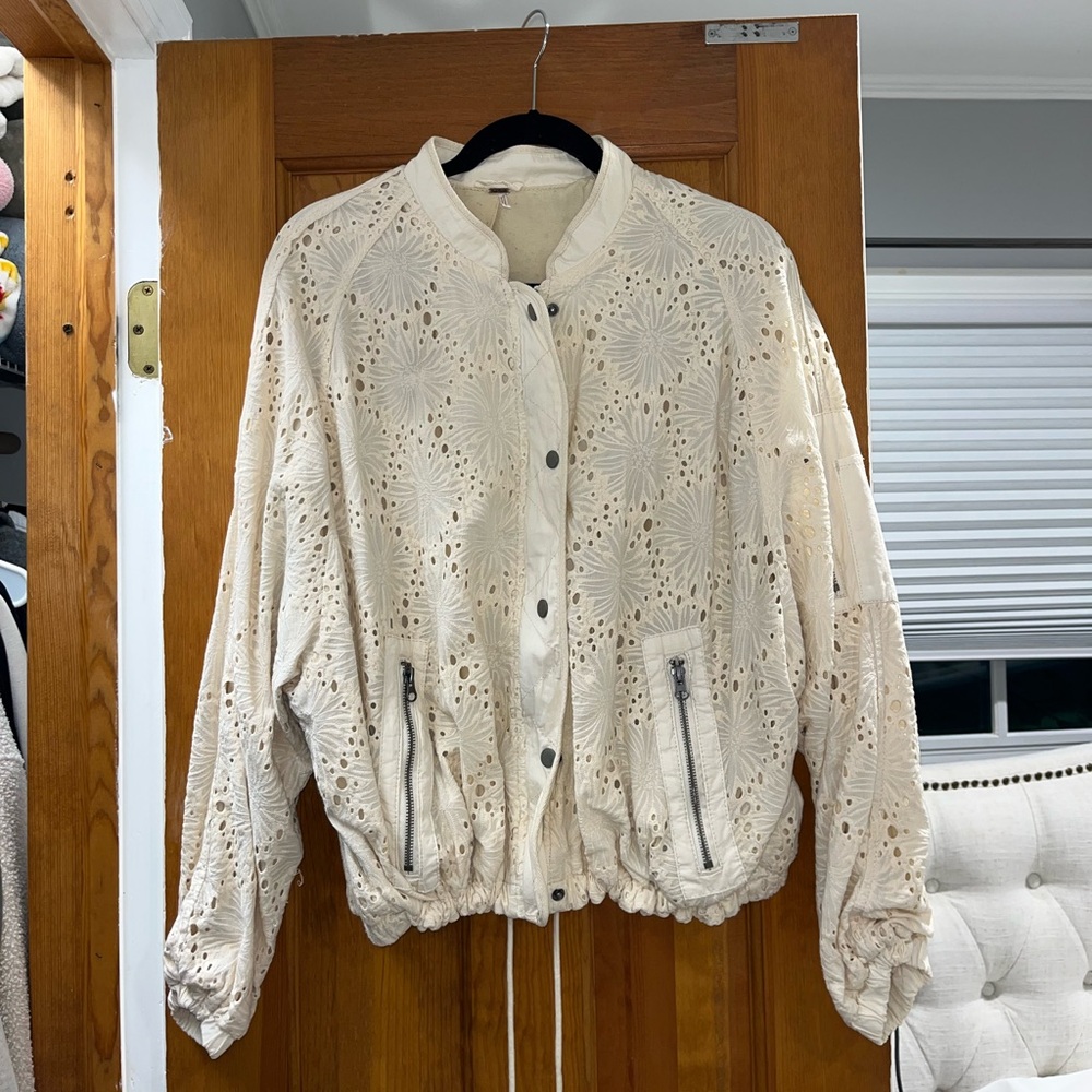 Free people cream bomber jacket